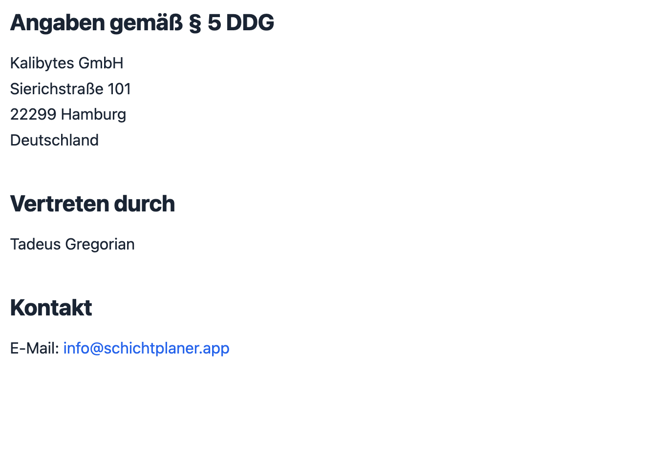 Anbieterkennzeichnung gemäß § 5 DDG, Vertretung und Kontakt